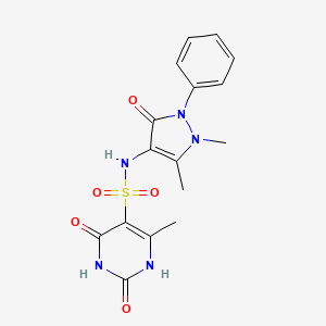 molecular formula C16H17N5O5S B10816529 N-(1,5-dimethyl-3-oxo-2-phenyl-2,3-dihydro-1H-pyrazol-4-yl)-6-methyl-2,4-dioxo-1,2,3,4-tetrahydropyrimidine-5-sulfonamide 