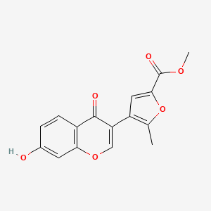 molecular formula C16H12O6 B10816556 methyl 4-(7-hydroxy-4-oxo-4H-chromen-3-yl)-5-methylfuran-2-carboxylate 