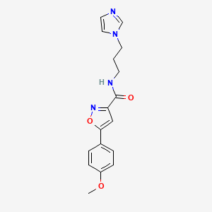 molecular formula C17H18N4O3 B10816723 N-(3-(1H-Imidazol-1-yl)propyl)-5-(4-methoxyphenyl)isoxazole-3-carboxamide 