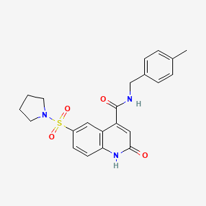 molecular formula C22H23N3O4S B10816747 N-(4-methylbenzyl)-2-oxo-6-(pyrrolidin-1-ylsulfonyl)-1,2-dihydroquinoline-4-carboxamide 