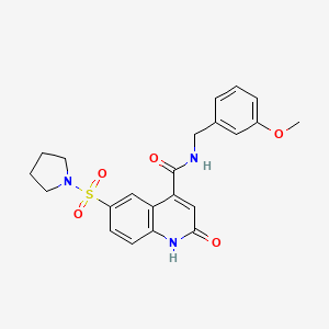 molecular formula C22H23N3O5S B10816778 N-(3-Methoxybenzyl)-2-oxo-6-(pyrrolidin-1-ylsulfonyl)-1,2-dihydroquinoline-4-carboxamide 