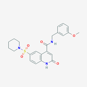 molecular formula C23H25N3O5S B10816815 N-(3-methoxybenzyl)-2-oxo-6-(piperidin-1-ylsulfonyl)-1,2-dihydroquinoline-4-carboxamide 