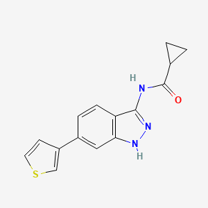 molecular formula C15H13N3OS B10818855 n-[6-(Thiophen-3-yl)-1h-indazol-3-yl]cyclopropanecarboxamide 