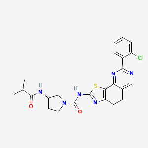 molecular formula C24H25ClN6O2S B10818919 N-[8-(2-chlorophenyl)-4,5-dihydro-[1,3]thiazolo[4,5-h]quinazolin-2-yl]-3-(2-methylpropanoylamino)pyrrolidine-1-carboxamide 