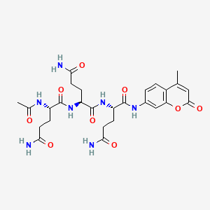 molecular formula C27H35N7O9 B10819140 Ac-QQQ-AMC (hydrochloride) 