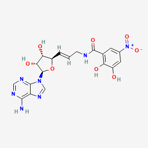 molecular formula C19H19N7O8 B10819257 N-{3-[5-(6-Amino-purin-9-YL)-3,4-dihydroxy-tetrahydro-furan-2-YL]-allyl}-2,3-dihydroxy-5-nitro-benzamide 