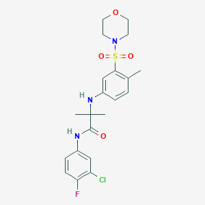 molecular formula C21H25ClFN3O4S B10819271 N-(3-chloro-4-fluorophenyl)-2-methyl-2-(4-methyl-3-morpholin-4-ylsulfonylanilino)propanamide 