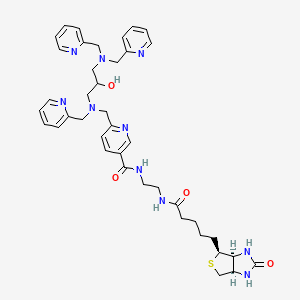 molecular formula C40H50N10O4S B10819689 N-[2-[5-[(3aS,4S,6aR)-2-oxo-1,3,3a,4,6,6a-hexahydrothieno[3,4-d]imidazol-4-yl]pentanoylamino]ethyl]-6-[[[3-[bis(pyridin-2-ylmethyl)amino]-2-hydroxypropyl]-(pyridin-2-ylmethyl)amino]methyl]pyridine-3-carboxamide 