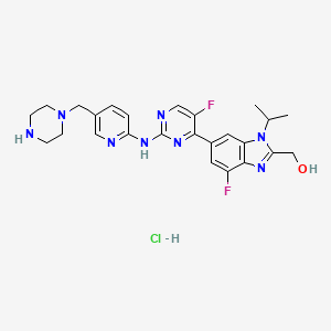 molecular formula C25H29ClF2N8O B10819749 Abemaciclib metabolite M18 hydrochloride 