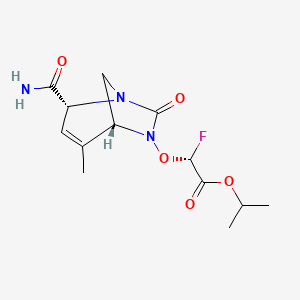 molecular formula C13H18FN3O5 B10820880 propan-2-yl (2R)-2-[[(2R,5R)-2-carbamoyl-4-methyl-7-oxo-1,6-diazabicyclo[3.2.1]oct-3-en-6-yl]oxy]-2-fluoroacetate 