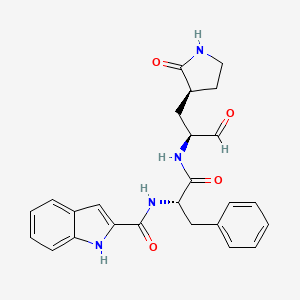 molecular formula C25H26N4O4 B10820910 N-[(2S)-1-oxo-1-[[(2S)-1-oxo-3-[(3S)-2-oxopyrrolidin-3-yl]propan-2-yl]amino]-3-phenylpropan-2-yl]-1H-indole-2-carboxamide 