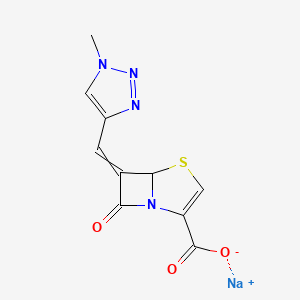 molecular formula C10H7N4NaO3S B10821068 Sodium;6-[(1-methyltriazol-4-yl)methylidene]-7-oxo-4-thia-1-azabicyclo[3.2.0]hept-2-ene-2-carboxylate 