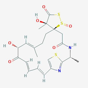 molecular formula C22H26N2O6S3 B10821077 (2R,4'R,6R,9E,11R,13E,15E)-4',11-Dihydroxy-2,4',9-trimethyl-1'-oxospiro[19-thia-3,20-diazabicyclo[15.2.1]icosa-1(20),9,13,15,17-pentaene-6,5'-dithiolane]-3',4,12-trione 