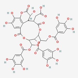 molecular formula C41H32O27 B10821284 2-[13,17,18-trihydroxy-2,10,14-trioxo-5,21-bis[(3,4,5-trihydroxybenzoyl)oxy]-7-[(3,4,5-trihydroxybenzoyl)oxymethyl]-3,6,9,15-tetraoxatetracyclo[10.7.1.14,8.016,20]henicosa-1(19),16(20),17-trien-11-yl]acetic acid 