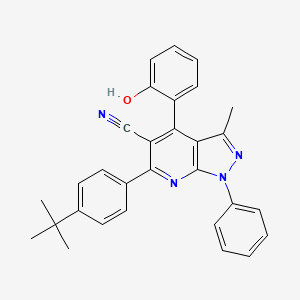molecular formula C30H26N4O B10821513 6-(4-tert-Butylphenyl)-4-(2-hydroxyphenyl)-3-methyl-1-phenyl-1H-pyrazolo[3,4-b]pyridine-5-carbonitrile 