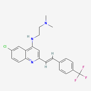 molecular formula C22H21ClF3N3 B10821572 (E)-N1-(6-Chloro-2-(4-(trifluoromethyl)styryl)quinolin-4-yl)-N2,N2-dimethylethane-1,2-diamine 