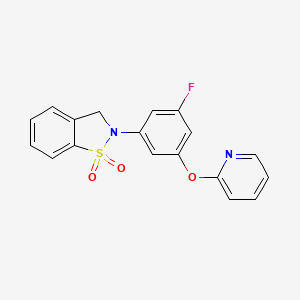 molecular formula C18H13FN2O3S B10821582 2-(3-fluoro-5-pyridin-2-yloxyphenyl)-3H-1,2-benzothiazole 1,1-dioxide 