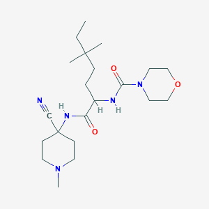 molecular formula C21H37N5O3 B10821680 N-[1-[(4-cyano-1-methylpiperidin-4-yl)amino]-5,5-dimethyl-1-oxoheptan-2-yl]morpholine-4-carboxamide 