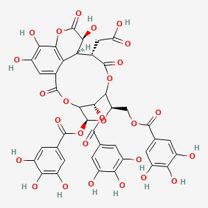molecular formula C41H32O27 B10821758 2-[(5S,7R,11S,12S,13S,21S)-13,17,18-trihydroxy-2,10,14-trioxo-5,21-bis[(3,4,5-trihydroxybenzoyl)oxy]-7-[(3,4,5-trihydroxybenzoyl)oxymethyl]-3,6,9,15-tetraoxatetracyclo[10.7.1.14,8.016,20]henicosa-1(19),16(20),17-trien-11-yl]acetic acid 