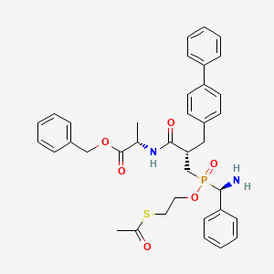 molecular formula C37H41N2O6PS B10823849 Benzyl N-[(2S)-3-{[2-(acetylsulfanyl)ethoxy][(R)-amino(phenyl)methyl]phosphoryl}-2-(4-biphenylylmethyl)propanoyl]-L-alaninate 