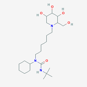 molecular formula C23H45N3O5 B10824575 3-Tert-butyl-1-cyclohexyl-1-[6-[3,4,5-trihydroxy-2-(hydroxymethyl)piperidin-1-yl]hexyl]urea 