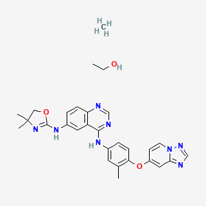 molecular formula C29H34N8O3 B10824935 ONT-380 (hemiethanolate) 