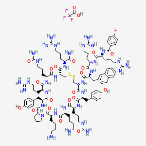 molecular formula C99H145F4N33O21S2 B10825526 Bz(4-F)-Arg-Arg-2Nal-Cys(1)-Tyr-Cit-Lys-Lys-Pro-Tyr-Arg-Cit-Cys(1)-Arg-NH2.TFA 