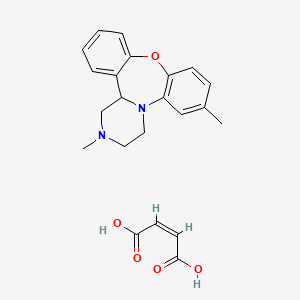 molecular formula C22H24N2O5 B10825979 (-)-1,3,4,14B-tetrahydro-2,7-dimethyl-2H-dibenzo[b,f]pyrazino[1,2-d][1,4]oxazepine maleate CAS No. 40132-36-3