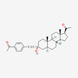 molecular formula C31H40O3 B10826076 1-[(3R,5S,8R,9S,10S,13S,14S,17S)-3-[2-(4-acetylphenyl)ethynyl]-3-hydroxy-10,13-dimethyl-1,2,4,5,6,7,8,9,11,12,14,15,16,17-tetradecahydrocyclopenta[a]phenanthren-17-yl]ethanone 