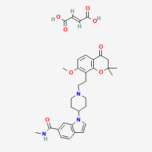 molecular formula C33H39N3O8 B10826198 (E)-but-2-enedioic acid;1-[1-[2-(7-methoxy-2,2-dimethyl-4-oxo-3H-chromen-8-yl)ethyl]piperidin-4-yl]-N-methylindole-6-carboxamide CAS No. 915024-75-8