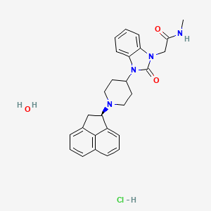 molecular formula C27H31ClN4O3 B10826741 (R)-2-3-(1-(Acenaphthen-1-yl)piperidin-4-yl)-2-oxo-2,3-dihydro-1H-benzimidazol-1-yl-N-methylacetamide hydrochloride hydrate CAS No. 1215859-92-9