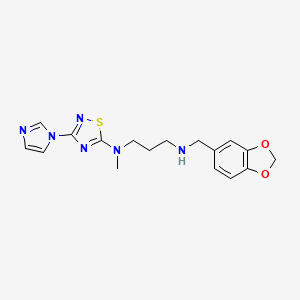 molecular formula C17H20N6O2S B10826834 N'-benzo[1,3]dioxol-5-ylmethyl-N-(3-imidazol-1-yl-[1,2,4]thiadiazol-5-yl)-N-methyl-propane-1,3-diamine 