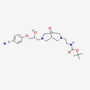 molecular formula C23H34N4O5 B10826938 tert-Butyl hydrogen (2-{7-[3-(4-cyanophenoxy)-2-hydroxypropyl]-9-oxa-3,7-diazabicyclo[3.3.1]nonan-3-yl}ethyl)carbonimidate CAS No. 335619-18-6