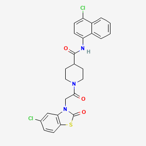 molecular formula C25H21Cl2N3O3S B10827091 N-(4-chloronaphthalen-1-yl)-1-[2-(5-chloro-2-oxo-1,3-benzothiazol-3-yl)acetyl]piperidine-4-carboxamide 