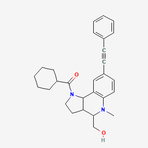 molecular formula C28H32N2O2 B10828810 cyclohexyl-[4-(hydroxymethyl)-5-methyl-8-(2-phenylethynyl)-3,3a,4,9b-tetrahydro-2H-pyrrolo[3,2-c]quinolin-1-yl]methanone 