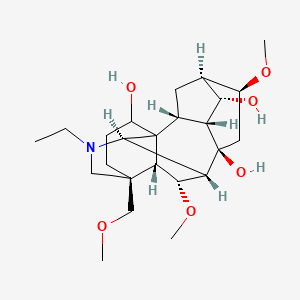 molecular formula C24H39NO6 B10829262 (2R,3R,4S,5R,6S,8R,9S,10R,13S,16S,17R,18R)-11-ethyl-6,18-dimethoxy-13-(methoxymethyl)-11-azahexacyclo[7.7.2.12,5.01,10.03,8.013,17]nonadecane-4,8,16-triol 