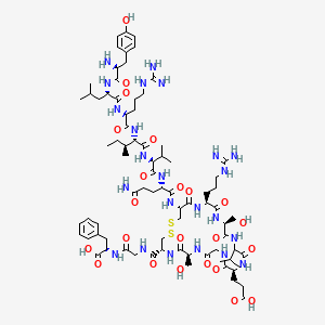 molecular formula C78H123N23O23S2 B10829845 (2S)-2-[[2-[[(4R,7S,13S,19S,22S,25R)-25-[[(2S)-5-amino-2-[[(2S)-2-[[(2S,3S)-2-[[(2S)-2-[[(2S)-2-[[(2S)-2-amino-3-(4-hydroxyphenyl)propanoyl]amino]-4-methylpentanoyl]amino]-5-carbamimidamidopentanoyl]amino]-3-methylpentanoyl]amino]-3-methylbutanoyl]amino]-5-oxopentanoyl]amino]-22-(3-carbamimidamidopropyl)-13-(2-carboxyethyl)-7,19-bis(hydroxymethyl)-6,9,12,15,18,21,24-heptaoxo-16-propan-2-yl-1,2-dithia-5,8,11,14,17,20,23-heptazacyclohexacosane-4-carbonyl]amino]acetyl]amino]-3-phenylpropanoic acid 