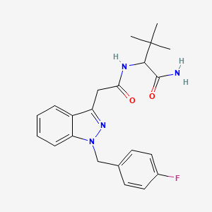 molecular formula C22H25FN4O2 B10829857 2-[[2-[1-[(4-Fluorophenyl)methyl]indazol-3-yl]acetyl]amino]-3,3-dimethylbutanamide 