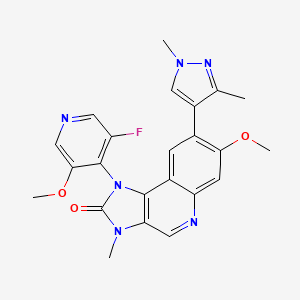 molecular formula C23H21FN6O3 B10831599 (Rac)-Lartesertib CAS No. 2020089-41-0