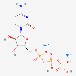 molecular formula C9H14N3Na2O14P3 B10831796 disodium;[[[(2R,4S,5R)-5-(4-amino-2-oxopyrimidin-1-yl)-3,4-dihydroxyoxolan-2-yl]methoxy-oxidophosphoryl]oxy-hydroxyphosphoryl] hydrogen phosphate 