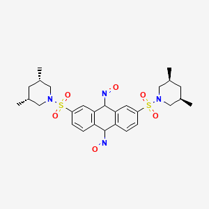 molecular formula C28H36N4O6S2 B10832064 (3R,5S)-1-[[7-[(3S,5R)-3,5-dimethylpiperidin-1-yl]sulfonyl-9,10-dinitroso-9,10-dihydroanthracen-2-yl]sulfonyl]-3,5-dimethylpiperidine 