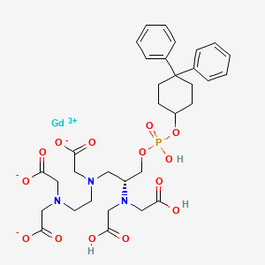 molecular formula C33H41GdN3O14P B10832490 2-[2-[bis(carboxylatomethyl)amino]ethyl-[(2R)-2-[bis(carboxymethyl)amino]-3-[(4,4-diphenylcyclohexyl)oxy-hydroxyphosphoryl]oxypropyl]amino]acetate;gadolinium(3+) 