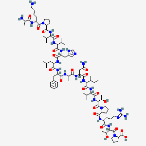 molecular formula C87H142N24O21 B10832606 H-DL-Ala-DL-Lys-DL-Pro-DL-Val-DL-Val-DL-His-DL-Leu-DL-Phe-DL-Ala-DL-Asn-DL-xiIle-DL-Val-DL-xiThr-DL-Pro-DL-Arg-DL-xiThr-DL-Pro-OH 