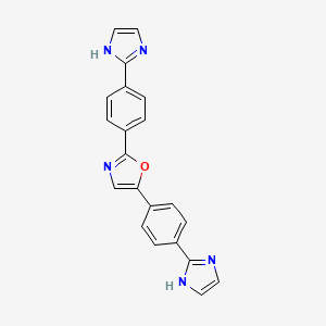 molecular formula C21H15N5O B10832636 2,5-bis[4-(1H-imidazol-2-yl)phenyl]oxazole 