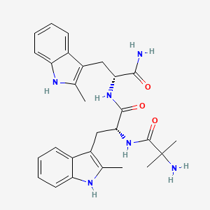 molecular formula C28H34N6O3 B10832700 H-Aib-D-Trp(2-Me)-D-Trp(2-Me)-NH2 