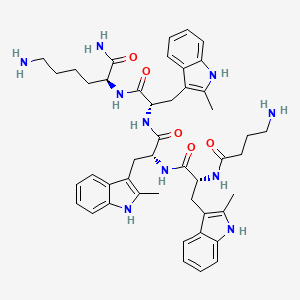 molecular formula C46H58N10O5 B10832754 deamino-Dab-D-Trp(2-Me)-D-Trp(2-Me)-Trp(2-Me)-Lys-NH2 