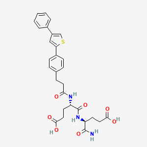 molecular formula C29H31N3O7S B10832779 N-{3-[4-(4-Phenylthiophen-2-Yl)phenyl]propanoyl}-L-Alpha-Glutamyl-L-Alpha-Glutamyl-Amide 