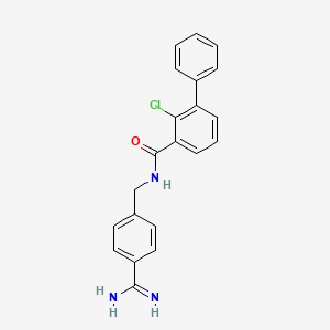 molecular formula C21H18ClN3O B10832816 N-[(4-carbamimidoylphenyl)methyl]-2-chloro-3-phenylbenzamide 