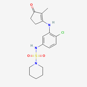 molecular formula C17H22ClN3O3S B10832849 N-[4-chloro-3-[(2-methyl-3-oxocyclopenten-1-yl)amino]phenyl]piperidine-1-sulfonamide 