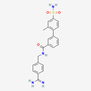 molecular formula C22H22N4O3S B10832865 N-[(4-carbamimidoylphenyl)methyl]-3-(2-methyl-4-sulfamoylphenyl)benzamide 